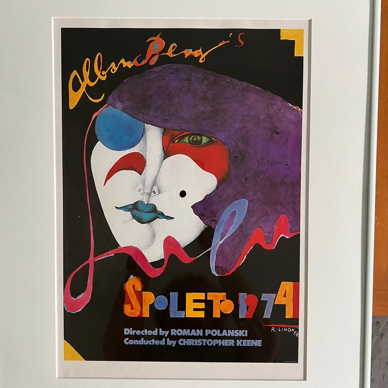 Vintage Art Print Richard Lindner Spoleto 1974, Festival Poster Print Framed, Opera Face Mask 1