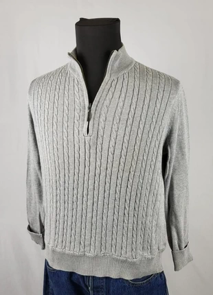 Pull Armor-Luxe half zip S gris col zippé torsades marin chic chaud maille côtelée casual classique, brand: Armor-Lux, condition: Very good, size: S, €29.00, €31.15 includes Buyer Protection Pro