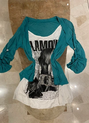 T-shirt Dress 2000 Y2K + Cardigan | Robe | Vestido | T-Shirt Kleid, marque: Vintage Dressing, état: Très bon état, taille: S / 36 / 8, 5,99 €, 6,99 € Protection acheteurs incluse