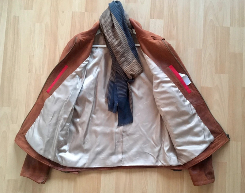 Chevignon Lederjacke "Arthur" Cognac XL + Schal 3