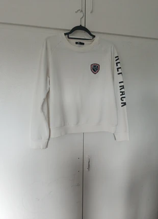 Pull blanc, marke: Jennyfer, zustand: Zufriedenstellend, größe: L / 40 / 12, 3,00 €, 3,85 € inklusive Vinted-Käuferschutz