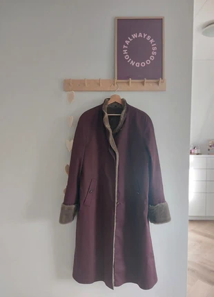 Vintage winterjas in burgundy, gevoerd met prachtig zacht kunstbont, merk: Vintage, staat: Heel goed, maat: L / 40 / 12, € 37,50, € 40,08 inclusief Kopersbescherming