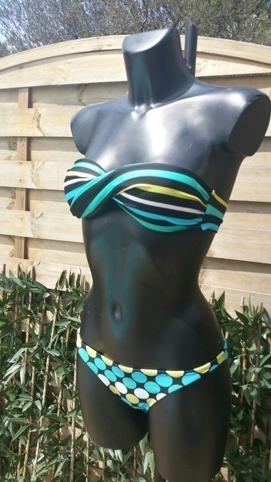 Bikini bandeau brésilien authentique multicolore 1