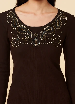 tee shirt manches longues à perles, estado: Muito bom, tamanho: Outro, €4.00, €4.90 inclui Proteção do Comprador