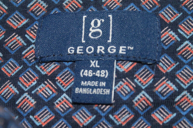 Mens Xl George Blue Short Sleeve Button Up Pocket Casual Shirt 5