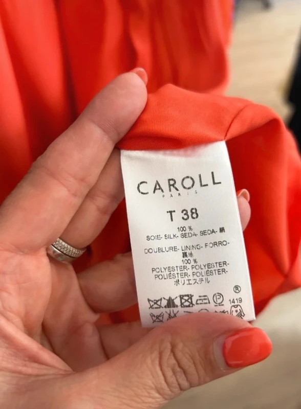 Caroll robe orange en soie, femme, taille 36 - photo numéro 2