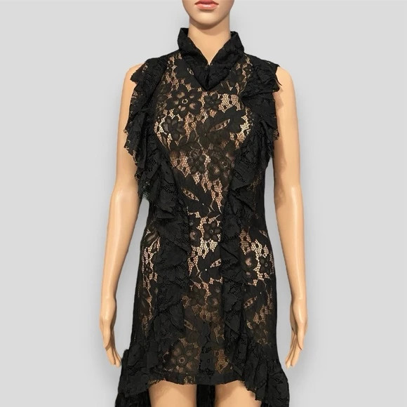 Black Lace Ruffle Dress 3