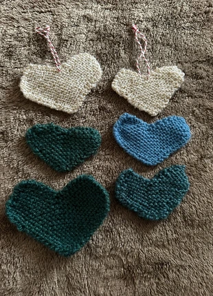 Lot de 6 petits cœurs tricotés – décorations à poser ou à suspendre, marque: Fait Main, état: Neuf avec étiquette, 5,00 €, 5,95 € Protection acheteurs incluse