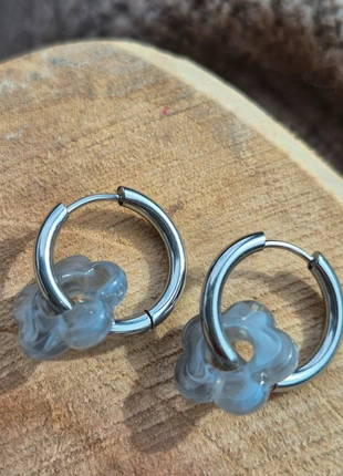 #boucles d'oreilles #fleurs #gris #acier inoxydable #argenté #femme #créoles, marque: Creatrice, état: Neuf avec étiquette, 6,00 €, 7,00 € Protection acheteurs incluse