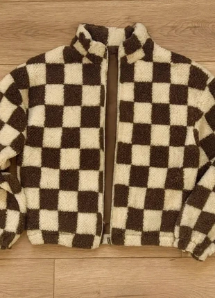 Veste polaire à carreaux marron et beige style streetwear, marque: Beige, état: Très bon état, taille: M / 38 / 10, 55,00 €, 58,45 € Protection acheteurs incluse