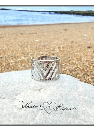 Bague géométrique ZigZag ajourée en acier inoxydable - Uhaina Bijoux, brand: Uhaina Bijoux, condition: New with tags, size: Adjustable, €9.00, €10.15 includes Buyer Protection Pro