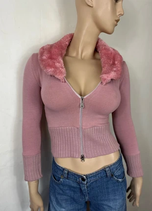 Crop Pull gilet moulant double zip fausse fourrure vintage 90s Y2K - Taille 38, marque: Vintage Dressing, état: Très bon état, taille: M / 38 / 10, 25,00 €, 26,95 € Protection acheteurs incluse