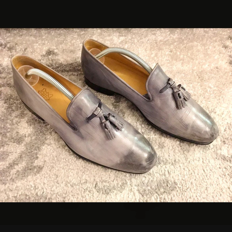 Undandy Grey Dress Shoes Loafers with Tassels eu41 us8.5 paid $298 1