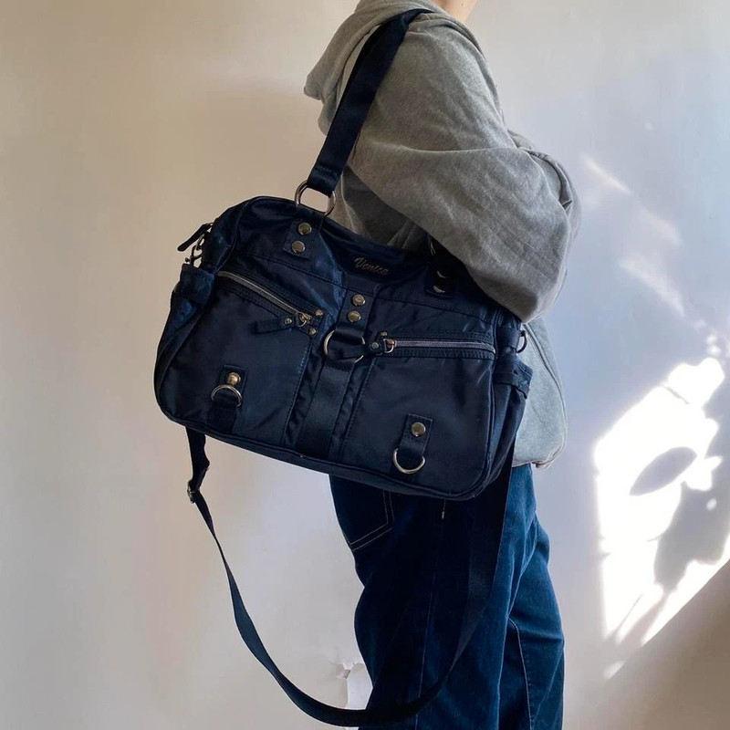 Vintažinis ( vintage shimmery blue cargo utility cyber punk purse/bag) mėlyna rankinė 4