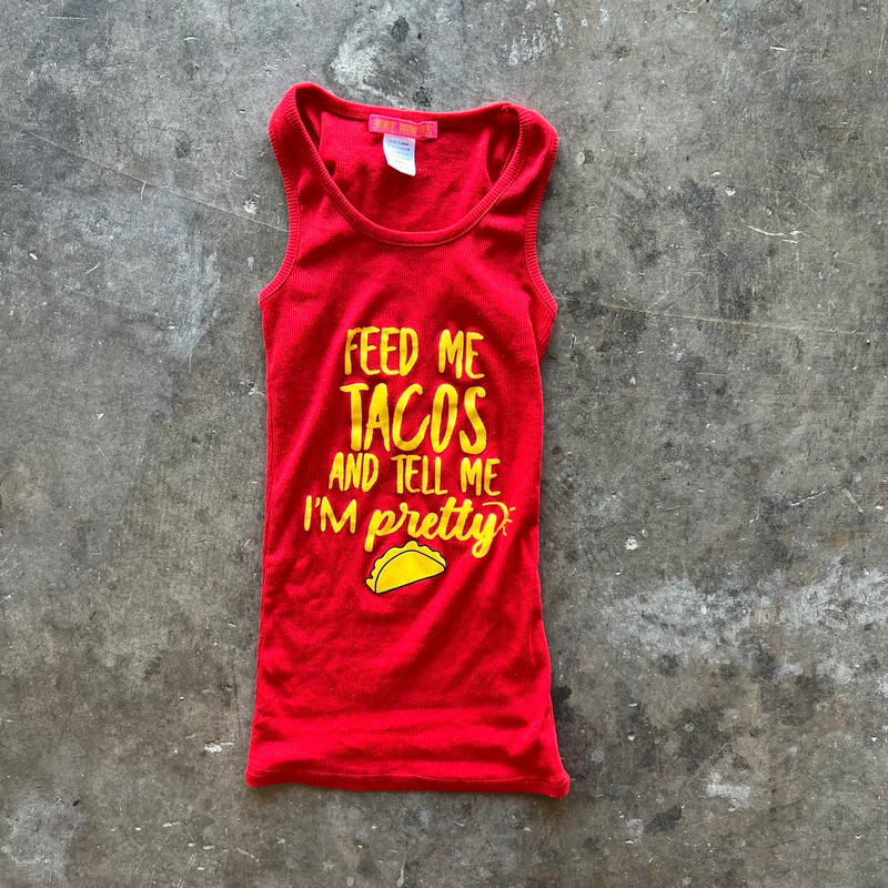 Red Y2K Ribbed Tank Top "tell me i’m pretty" 2