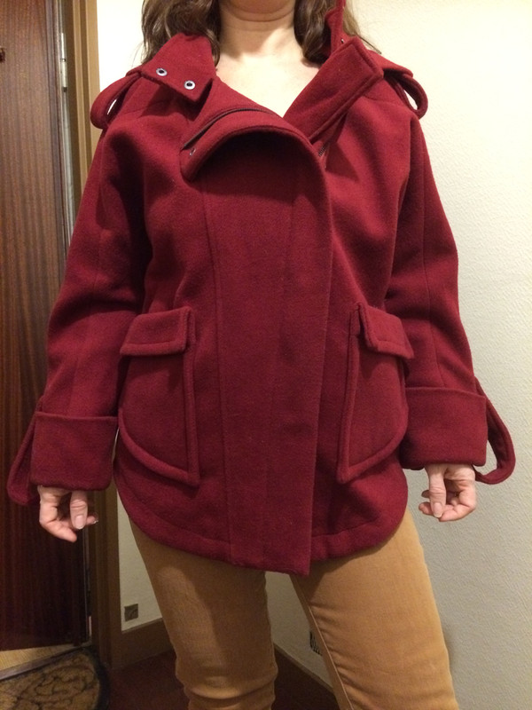 manteau rouge bordeaux laine neuf étiquette 1