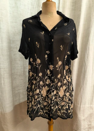 Robe noire vintage fleurie 40, brand: Deville, condition: Very good, size: L / 40 / 12, €7.00, €8.05 includes Buyer Protection