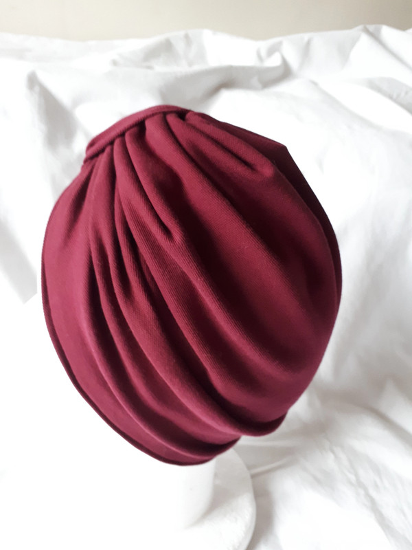 Turban chimio en jersey de soie bordeaux –