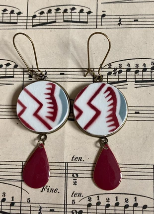 Boucles d’oreilles vaisselle ancienne bordeaux, marke: Fait Main, zustand: Sehr gut, 6,00 €, 7,00 € inklusive Vinted-Käuferschutz
