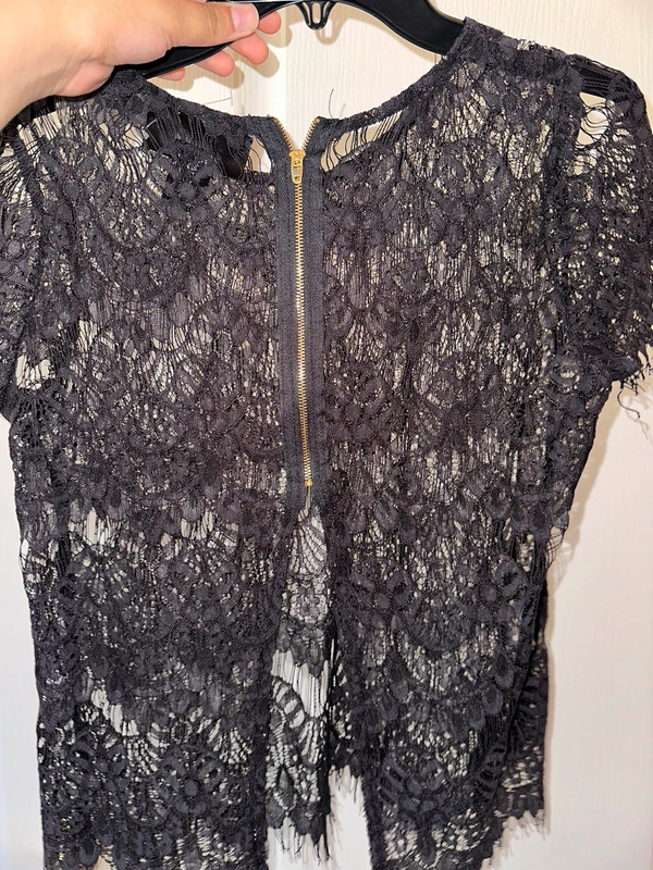 Sexy black lace city girl blouse zippered shirt 3