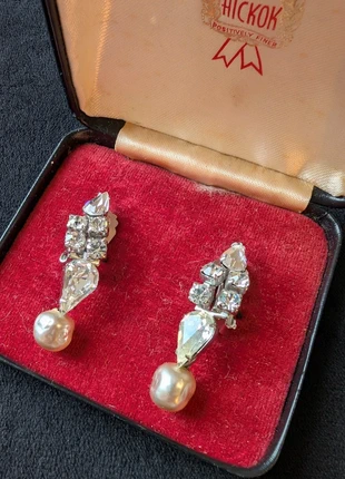 Vintage clip on drop earrings with crystal and baroque pearl, brand: Vintage, condition: Very good, £4.50, £5.43 includes Buyer Protection