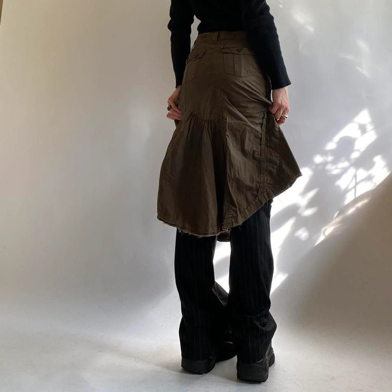 Vintažinis ( vintage brown distressed asymmetrical midi skirt) rudas sijonas 4