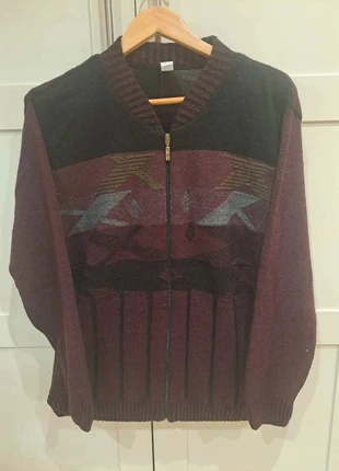 Vintage 90s Knit Zip-Up Sweater with Horse Racing Pattern, marca: Vintage Dressing, estado: Muy bueno, tamaño: L, 17,90 €, 19,50 € Protección al comprador incluida