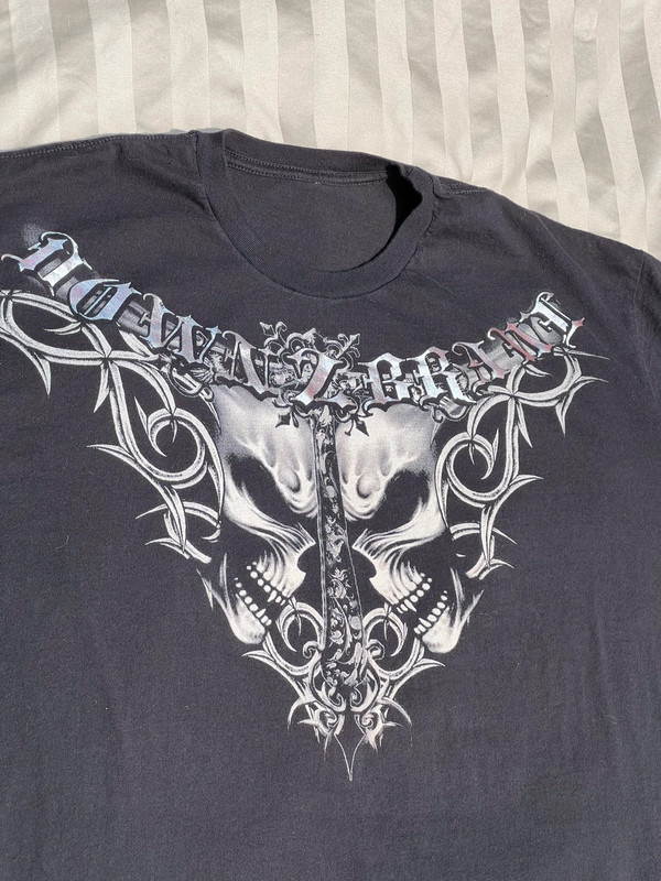 Affliction Style Grunge Skull Print Tee 3