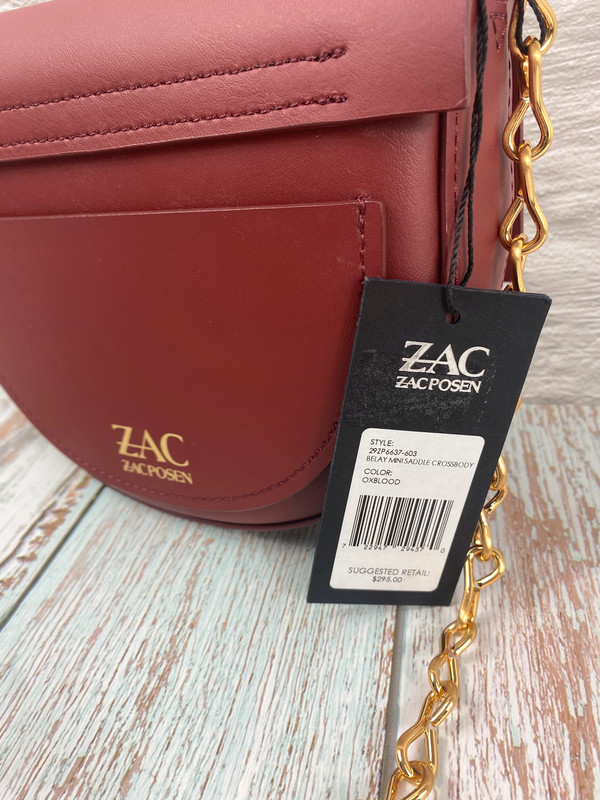 Zac Zac Posen Belay Mini Leather Saddle Crossbody Gold Oxblood