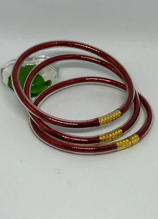 3 Bracelets style Bouddhiste, rouge pailletés., brand: Tendance, condition: Very good, €8.50, €9.63 includes Buyer Protection Pro