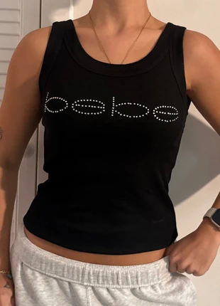 2000’s vintage bebe rhinestone diamanté black cami tank top, S, brand: 2000’s bebe, condition: Very good, size: S / UK 8-10, £13.00, £14.35 includes Buyer Protection