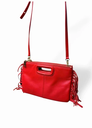 Sac Maje rouge cuir franges MFASA00209 bandoulière amovible élégant, brand: Maje, condizioni: Ottime, €71.00, €75.25 include la Protezione acquisti
