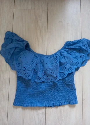 Superbe top court dentelle bleu taille unique, estado: Muito bom, tamanho: Tamanho único, €3.00, €3.85 inclui Proteção do Comprador