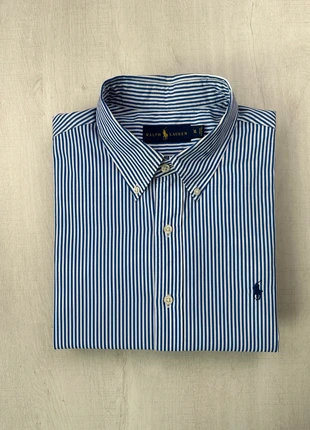 Chemise Ralph Lauren à rayures bleues col boutonné coton Oxford logo brodé XL homme classic fit, marque: Ralph Lauren, état: Très bon état, taille: XL, 42,00 €, 44,80 € Protection acheteurs (Pro) incluse