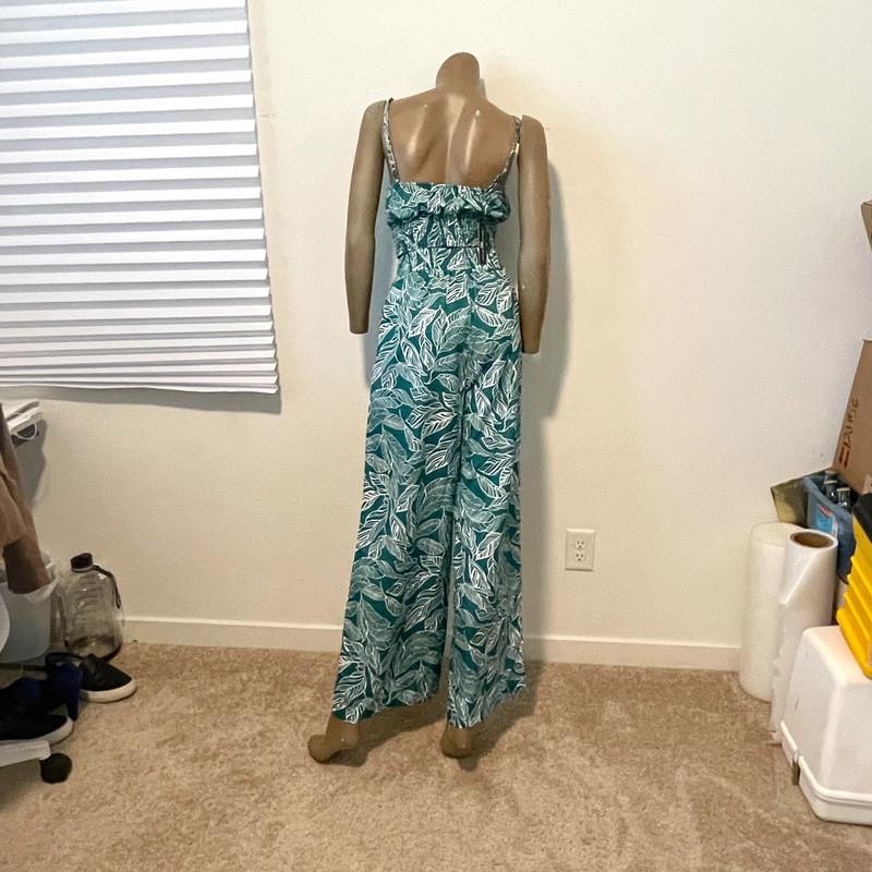 Mooncolour leaf print wide leg pant crop top matching set small P2 8024 2