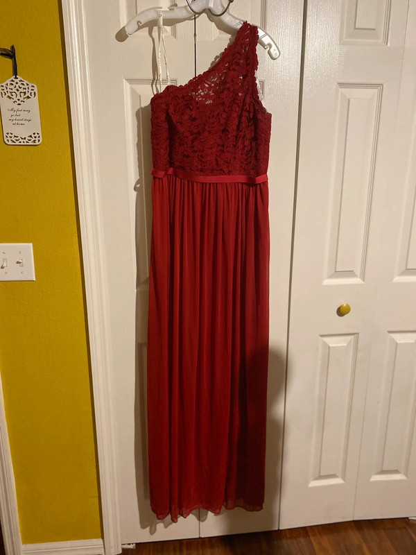 Red one  shoulder maxi dress 2