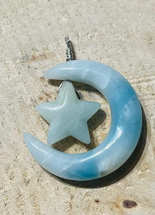 Pendentif en Amazonite indienne en forme de Lune et étoile, merk: pendentif amazonite, staat: Nieuw zonder prijskaartje, € 12,00, € 13,30 inclusief Kopersbescherming Pro