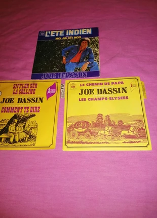 Disques vinyles Dassin Joe 3 SP « Siffler sur la colline + Les champs Elysées + L’été indien», staat: Goed, € 12,00, € 13,30 inclusief Kopersbescherming