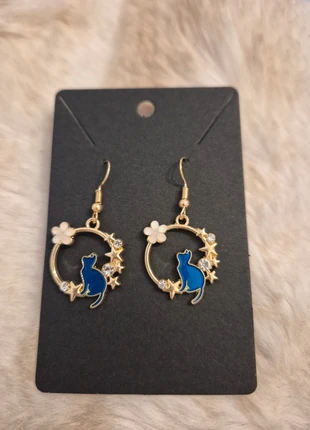 🌙💙 Boucles d’oreilles chat & étoiles – acier inoxydable, estado: Nuevo sin etiquetas, 4,50 €, 5,43 € Protección al comprador incluida