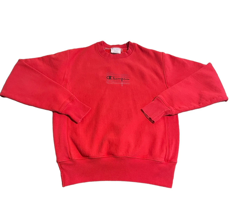 Champion Sweater Men Small Red Crew Neck Pullover Sweatshirt Reverse Weave 1