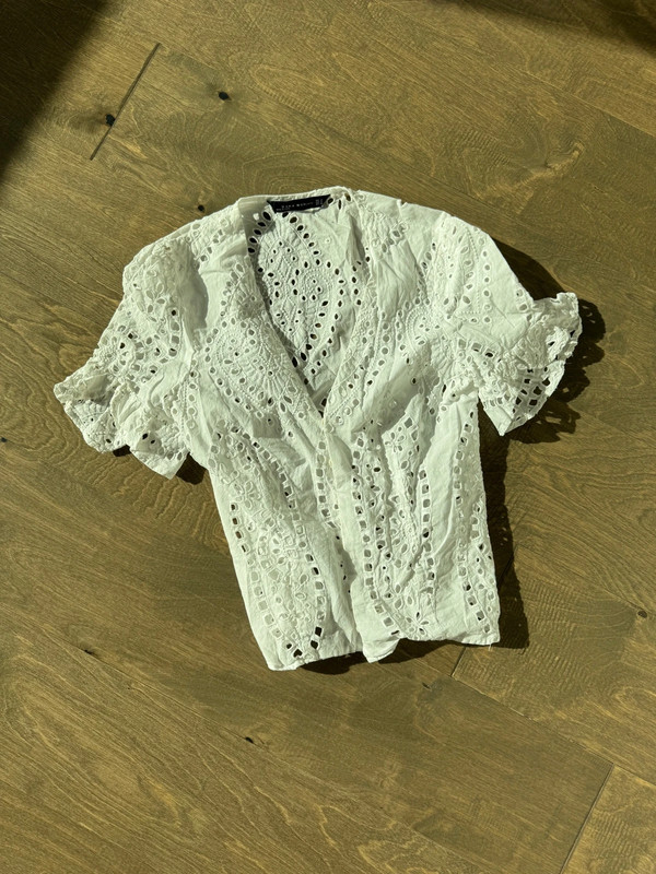 Zara button up embroidered top 1