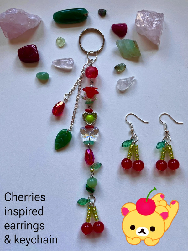 Cherry earring & keychain set
