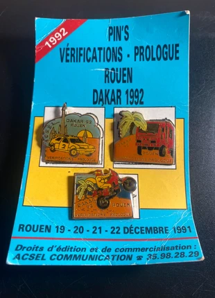 Lot de 3 pin’s Dakar 1992, brand: Dakar, condition: Very good, €6.00, €7.00 includes Buyer Protection