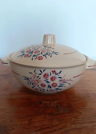 Soupière ancienne Badonvilliers – décor fleuri au pochoir, marca: Badonviller, estado: Muito bom, €20.00, €21.70 inclui Proteção do Comprador Pro