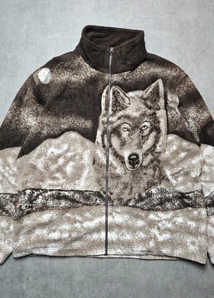 Veste polaire crazy fleece motif loup marron Taille m homme ls33,13, marca: Vintage Dressing, estado: Muito bom, tamanho: M, €29.90, €32.10 inclui Proteção do Comprador