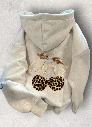 Sweat avec marqué cherry et motif léopard - Taille M - Couleur : Gris, marke: Vintage Dressing, zustand: Neu, größe: M / 38 / 10, 35,00 €, 37,45 € inklusive Vinted-Käuferschutz