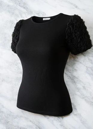 New fine knit tulle sleeve top size S | Sheer romantic, marque: Zara, état: Neuf sans étiquette, taille: S / 36 / 8, 9,00 €, 10,15 € Protection acheteurs incluse