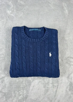 Torsadé Polo Ralph Lauren col rond | Taille S | Marine logo blanc, merk: Ralph Lauren, staat: Heel goed, maat: S / 36 / 8, € 49,90, € 53,10 inclusief Kopersbescherming