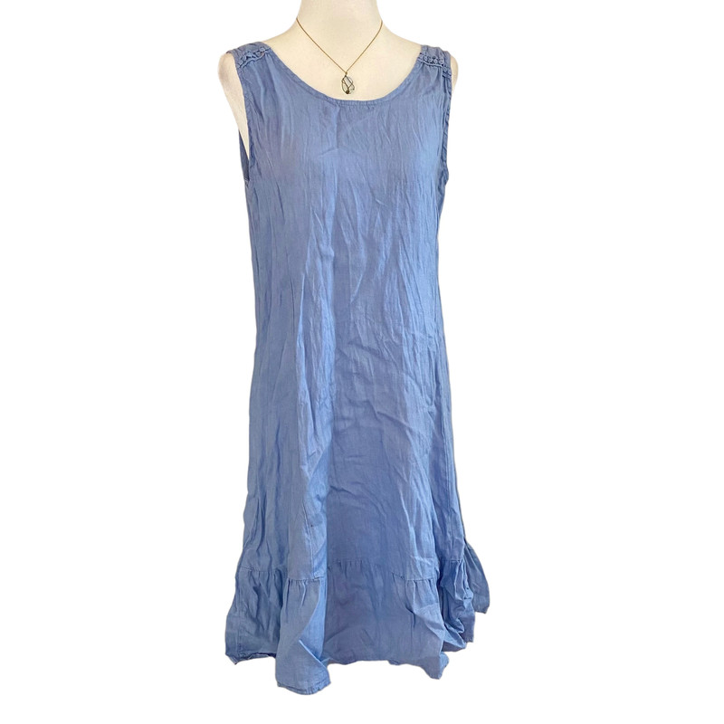 Cottage Core Italian blue linen mini dress 5