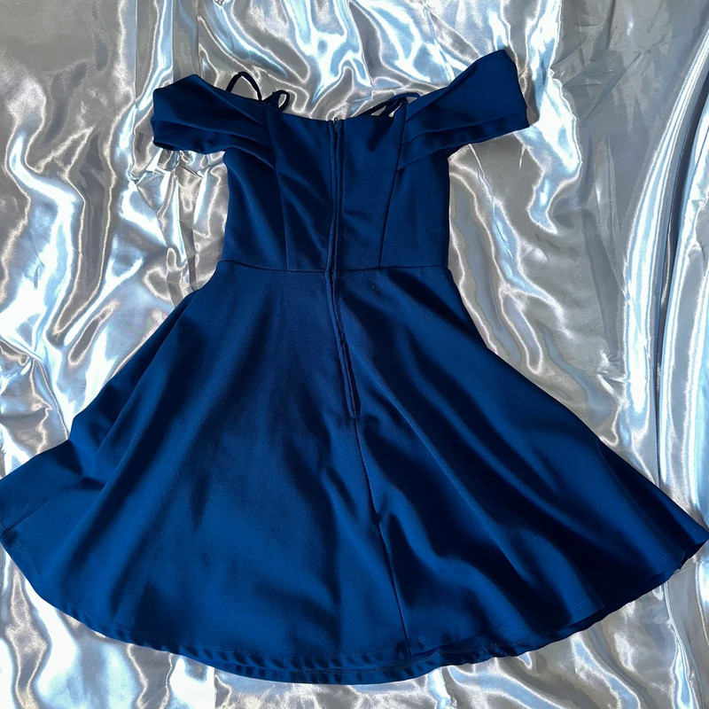 (Teeze Me) Royal Blue Off-Shoulder Dress with Straps 2